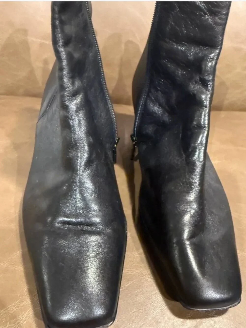 Made in Italy Black Leather Ankle Boots EU 35 US 5 | Square Toe Italian Booties